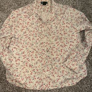 Ralph Lauren Pink and Cream Floral Women's Button‎ Down Shirt